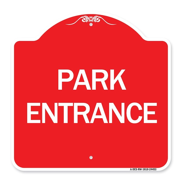 Signmission Designer Series Sign-Park Entrance, Red & White Aluminum Architectural Sign, 18" H, RW-1818-24453 A-DES-RW-1818-24453 - main